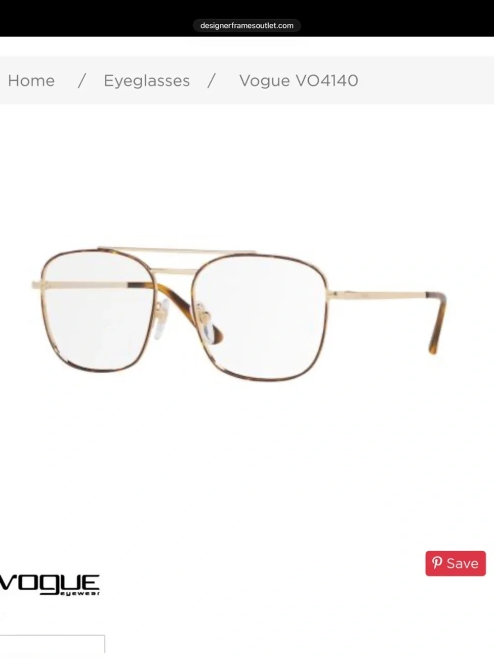 NIB Vogue Gold Tort Prescription Glasses Frames